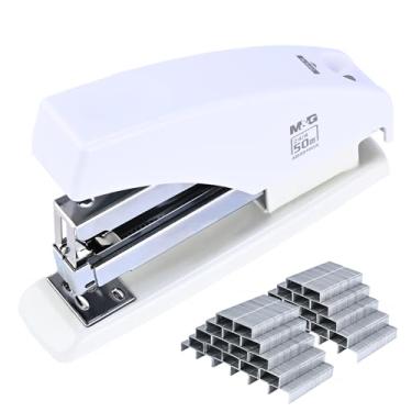Imagem de M&G Grampeador de mesa sem esforço com 2.000 grampeadores, capacidade para 50 folhas, grampeador de escritório, sem atolamento, grampeador ergonômico de um dedo para escola, material de escritório