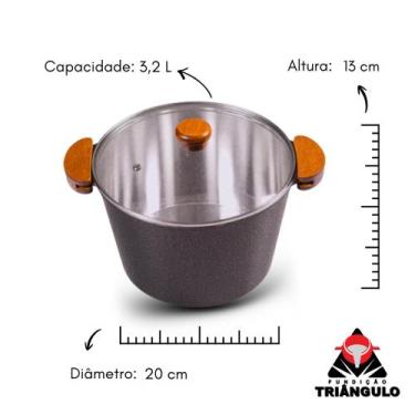 Imagem de Caldeirão Alumínio Fundido Grosso Preto Craqueado c/ Alças de Madeira 