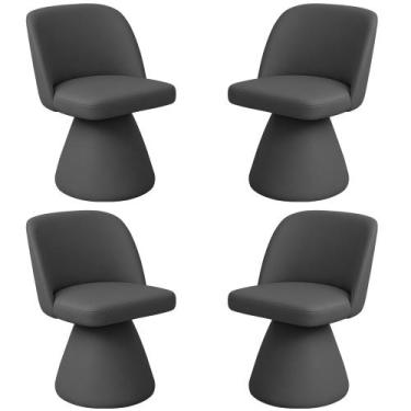 Imagem de Kit 04 Cadeiras de Jantar Base Fixa Liz Corano Cinza Escuro - Nexta Ca