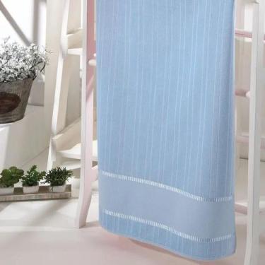 Imagem de Toalha de Rosto Bella c/ Barrado para Bordado 50cm x 80cm Dohler, Azul