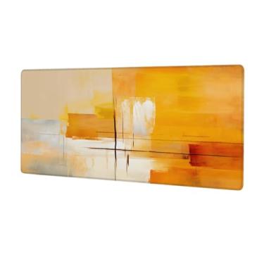 Imagem de Painel de madeira grande pintura laranja mouse pad impermeável computador protetor de mesa tapete antiderrapante base de borracha mousepad para escritório, computador, teclado, laptop e mesa de casa