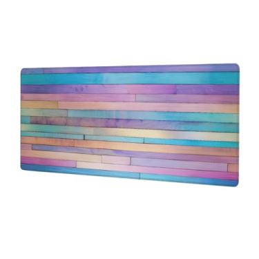 Imagem de Tapete de mouse grande de madeira colorido para praia, impermeável, protetor de mesa estendido, tapete de borracha antiderrapante para escritório, computador, teclado, laptop e mesa de casa, mouse pad