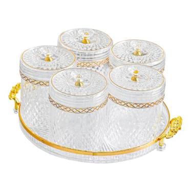 Imagem de Generic Conjunto de 5 Potes para Armazenamento de Alimentos com Tampa Hermética - Ideal para Cozinha - Suporte Multifuncional para Temperos e Condimentos -, Claro