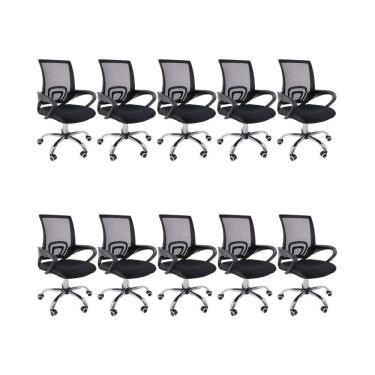 Imagem de Kit 10 Cadeiras de Escritório Begonia Ergonômico Preto