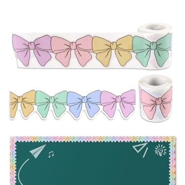 Imagem de Yitexin 2 rolos de adesivo de borda de quadro de avisos de 32,8 m, acabamento de quadro de avisos pastel cortado para decoração de quadro de avisos em casa, escritório, quadro negro, quadro negro