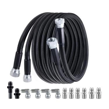 Imagem de EVIL ENERGY Kit de linha de combustível 6AN PTFE Kit de mangueira de refrigeração de óleo fluido de transmissão de 177 cm para 4L60E 4L80E, AN6 Kit de mangueira de combustível PTFE trançado de nylon