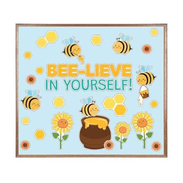 Imagem de Conjunto de mural de parede Bees & Flowers em cartolina Bee-lieve in Yourself - 42 peças