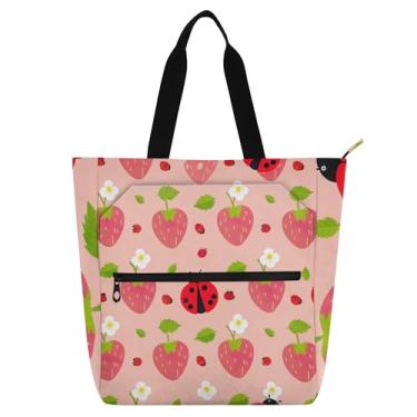 Imagem de GAIGEO Bolsa de mão rosa para mulheres, crianças, escola, trabalho, com zíper, impermeável, reutilizável, bolsa de lona