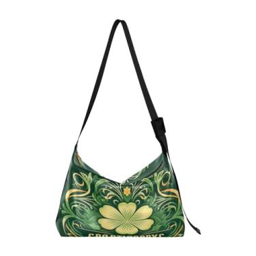 Imagem de Bolsa tiracolo tradicional Happy St Patrick's Day com alça grossa, bolsa de ombro masculina, bolsa de ombro transversal de couro, Happy St Patrick's Day With Stencil-1, One Size