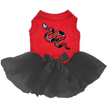 Imagem de Petitebella Camisa vermelha com estampa de cobra preta tutu para cachorro (vermelho, 3GG)