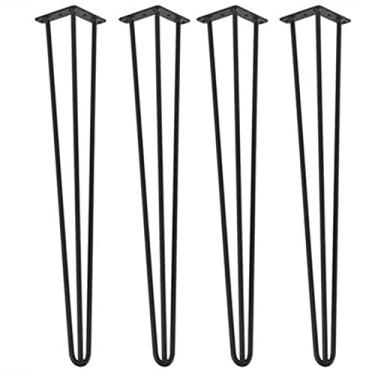 Imagem de TRGCJGH Pernas de Metal Pernas de Mesa Pernas de Móveis Pernas de Mesa de Café Grampo de Cabelo para Serviço Pesado (4 Peças) Com Parafusos e 4 Peças Bônus Protetor de Fundo de Borracha, 31,5