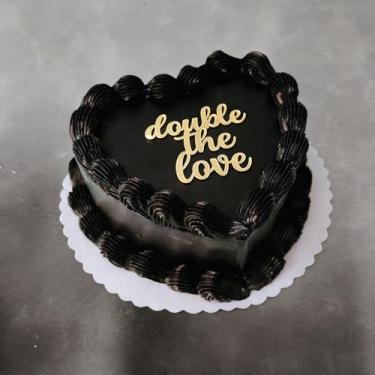 Imagem de Topo de bolo de acrílico duplo do amor, decorações de bolo de chá de bebê Golden Twins para decoração de festa de casamento de aniversário revelação de gênero