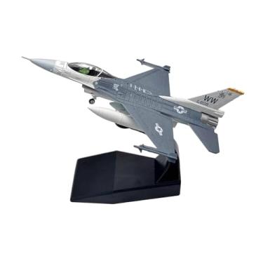 Imagem de Almencla Miniatura de avião F-16C em escala 1/100, simulando um caça, brinquedo didático de ataque aéreo com suporte de exibição para casa, quarto ou