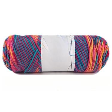 Imagem de Fio variegado para tricô, fácil de criar lindos padrões para chapéus, cachecóis e suéteres, fio grosso para artesanato (rosa + amarelo + azul + roxo)