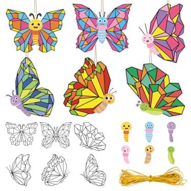 Imagem de AUGTHEEP 30 Pcs Color Your Own Butterfly Craft Kit for DIY Coloring Spring Butterfly Ornament Decor Classroom Springtime Party Activity Art Craft Project