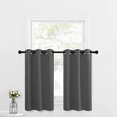 Imagem de Conjuntos de cortinas de cozinha para janelas - Cortinas de tratamento de janela blackout para decoração de casa com isolamento térmico para trailers (29W por 36L com cabeçalho de 3 cm, cinza, 1