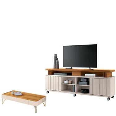 Imagem de Rack Bancada Rivera 1.8 Com Mesa De Centro Cadenza Cinamomo Off White 