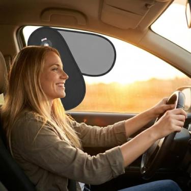 Imagem de TFY Para-sol giratório para janela lateral do carro – Viseira de camada dupla ajustável 2 em 1 (prata opaca e matiz escura) – bloqueador solar de aderência estática para brilho do motorista, proteção