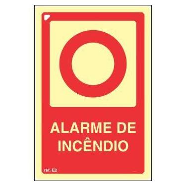 Imagem de Placa de Sinalização Indicação E2 Comando Manual de Alarme de Incêndio