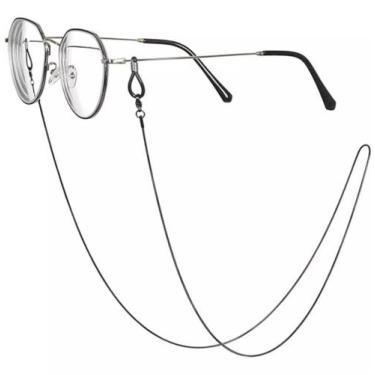 Imagem de 1 Corrente Metal Armação Óculos Cordão Correntinha Gancho Preta solar 