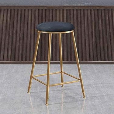 Imagem de Banco De Barra De Veludo, Cadeira De Jantar Empilhável De Altura 30"/75 Cm, Banco De Balcão Estofado, Banco De Destaque Moderno Com Assento Redondo, Pernas De Metal, Para Horta,C,30 Pol./75 Cm,Con