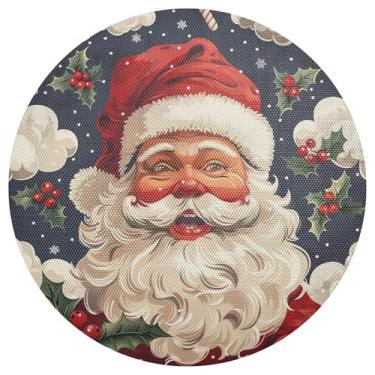 Imagem de xigua Jogo americano redondo de Natal Papai Noel, tapete de mesa redondo antiderrapante resistente ao calor, tapetes de mesa de 48 cm para decoração de cozinha, jantar e festa