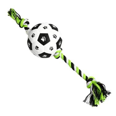 Imagem de AYNEFY Bola de Futebol para Cães Com Alças Bola de Futebol para Cães Com Alças Brinquedos Interativos para para Cabo de Guerra Bolas na Corda Brinquedos de Pelúcia para Aniversário Ao Ar Livre