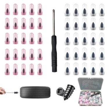 Imagem de Kit de pregos de borracha de reparo de pneu de 50 peças, reparo de perfuração de plugue rápido de 2 tamanhos com chave de fenda e estojo, para carro, motocicleta, caminhão, quadriciclo, reparo de