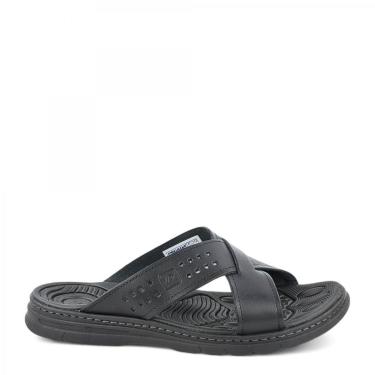 Imagem de Chinelo Tira Transpassada Couro Legítimo Amortecedor Pegada Masculino-Masculino