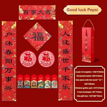 Imagem de Decorações do Ano Novo Chinês 2024 Frases de Primavera Chunlian Lanternas Papel Vermelho Envelopes Hong Bao Caractere Fu Ornamentos Janela Banner Susp