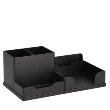 Imagem de Organizador de Mesa Porta Treco Caneta Lápis Escritório 5 Compartimentos Multiuso Branco caixas(RF1 PRETO)