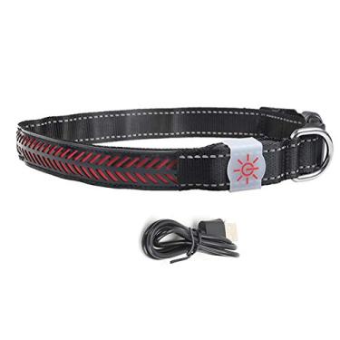 Imagem de SIWOTED LED Pet Flash Coleira recarregável de segurança ajustável com luz de carregamento USB para gato pequeno Cachorro (M)