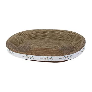 Imagem de Stgfyxgs Cama Arranhadora para Gatos, Cama de Papelão para Gatos, Almofada de Arranhar Ondulada para Animais de Estimação, Arranhador para Gatos de Inter, jogo oval 43cm