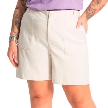 Imagem de Bermuda Feminina Secret Glam Plus Size Linho Bege Claro-Feminino