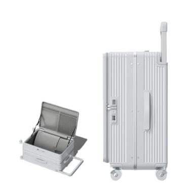 Imagem de Tourister Bagagem giratória espessada de grande capacidade: caixa ABS em bloco colorido com camada de bolso frontal de 20 a 28 polegadas(Luxurious Silver,20 inches)