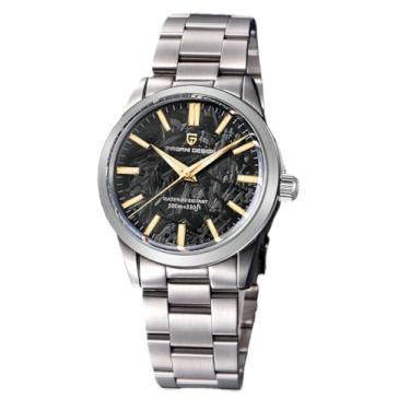 Imagem de Orizontime Pagani Design Relógios masculinos, mostrador de 38 mm, aço inoxidável, 100 m à prova d'água, quartzo, movimento VH31, Mármore preto