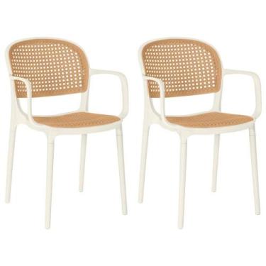 Imagem de Kit 2 Cadeiras de Jantar Roma Prática com Braços para Sala e Cozinha -