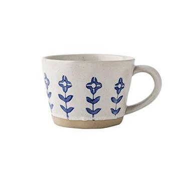 Imagem de Xícara de café moderna de cerâmica retrô floret 300 ml caneca personalizada para escritório xícara de chá criativa xícara de café da manhã xícara de aveia