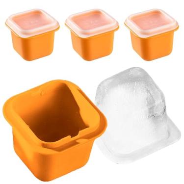 Imagem de Formas Para De Whisky - Forma De Blocos De Com Tampa | 4 Formas Reutilizáveis Em Silicone Para Congelador Caseiro Bebidas Whisky Café E Coquetéis Em Acampamentos E Viagens