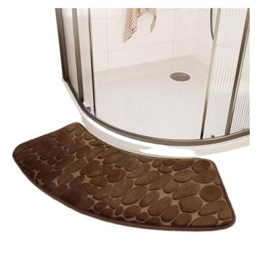 Imagem de Tapete de banheiro curvo antiderrapante macio absorvente ventilado tapete de banheiro lavável tapete de banheiro canto banheira tapete de chão chuveiro (estilo j)