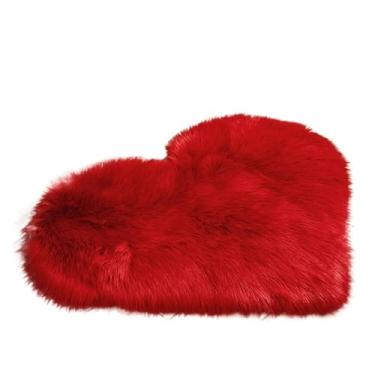 Imagem de Tapete Love Soft Shape Heart Area Mat、Tapete azul rosa 、 Tapetes brancos para quarto (vermelho, G)