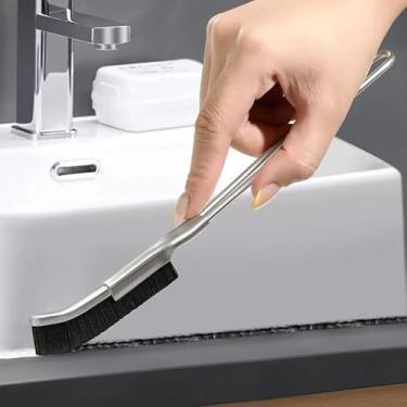 Imagem de 1 escova de limpeza de lacunas de aço inoxidável para janela, porta, azulejo, ranhura, escova de nylon rígido, multifuncional, utensílios de limpeza de cozinha, 25 cm
