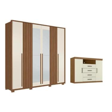 Imagem de Guarda Roupa +1cômoda Qc383 Jatoba/areia - Santos Andirá