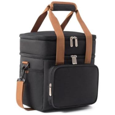 Imagem de Bolsa Térmica Grande Espaçosa Dois Compartimentos Lancheira Para Marmita, Passeio, Escola, Faculdade, Trabalho Lancheira PREMIUM