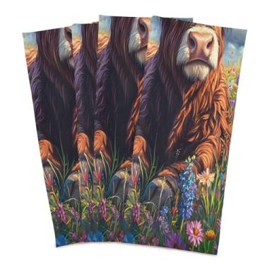 Imagem de xigua Conjunto de 6 panos de prato de cozinha Highland Cow, toalhas de cozinha de secagem rápida altamente absorventes para limpeza de pratos e limpeza manual, 71 x 45 cm