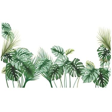 Imagem de Achang Adesivos de parede de plantas, planta verde, Monstera, adesivo decorativo baixo, descasque e cole para sala de estar, quarto, TV, parede, sala de aula, decoração