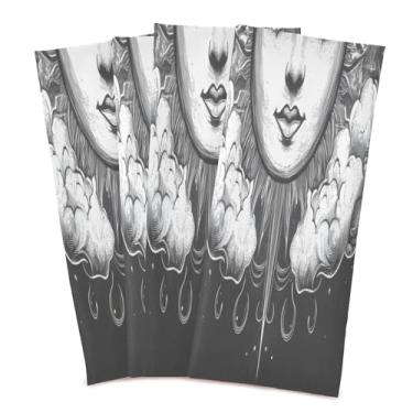 Imagem de xigua Conjunto de 6 panos de prato de cozinha de sol e lua, macios e altamente absorventes de secagem rápida para limpeza de pratos e limpeza manual, 71 x 45 cm