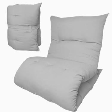 Imagem de Almofada Futon Dobrável 170x60x9cm Colchonete Multiuso Macio para Chão Sofá Meditação Leitura e Visitas(Cinza Claro)