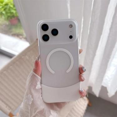Imagem de SFDSUH Capa transparente fosca para iPhone 16 Pro Max com detalhes fluorescentes (Para iPhone 16 Pro Max/Branco)