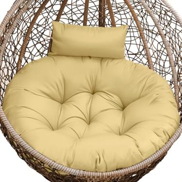 Imagem de Tycdiose Almofada de substituição para cadeira de ovo para uso externo, cesta suspensa espessa almofada para cadeira de ovo à prova d'água Papasan almofadas para cadeiras com encosto de cabeça